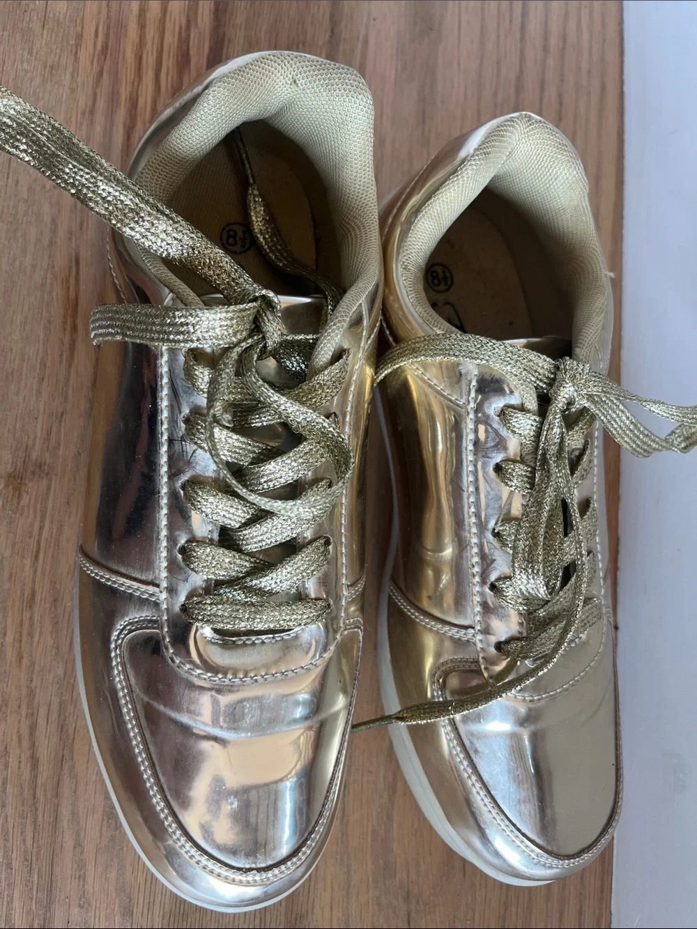 Women’s Metallic Gold Lace-Up Sneakers